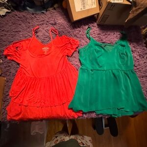 Torrid Red and Green Blouses